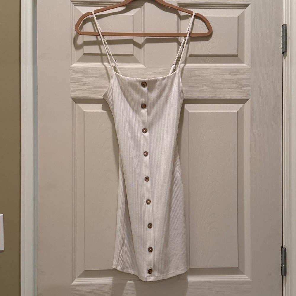 Forever 21 White faux button up dress